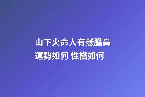 山下火命人有懸膽鼻運勢如何 性格如何